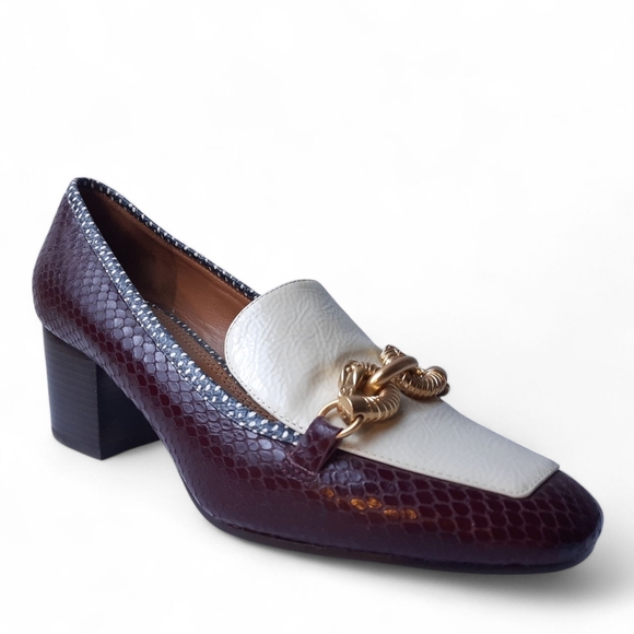 TORY BURCH Jessa Chunky Horsebit  Hardware Heeled Loafer Academia Preppy 8.5 - Picture 4 of 15